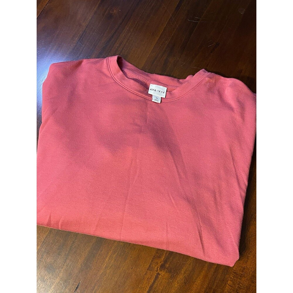 Ava & Viv Pink Solid Knit Crew Neck Pullover Sweatshirt Long Sleeve 3X Plus